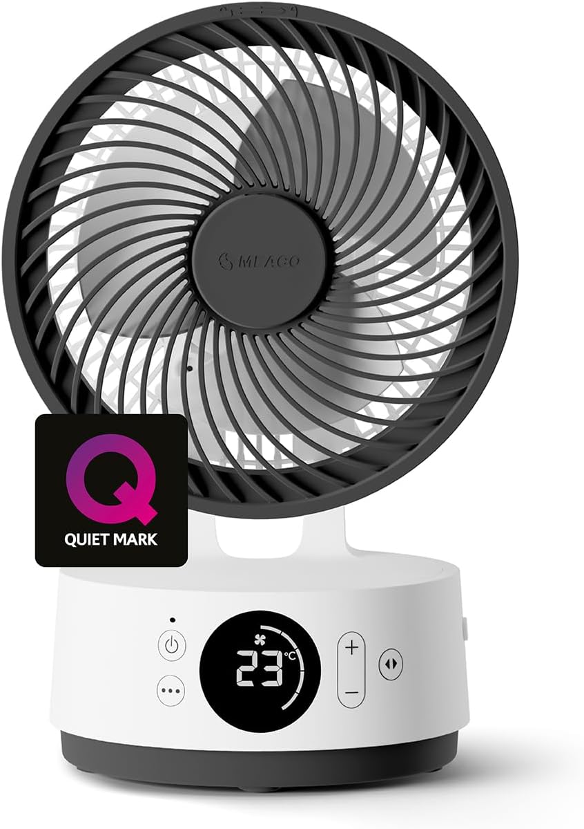 MeacoFan Sefte 6 inch Portable Battery Air Circulator, 12 Speeds, 22dB Ultra Quiet, Cordless, Oscillating Desk Fan, Rechargeable + Remote, 26h Runtime
