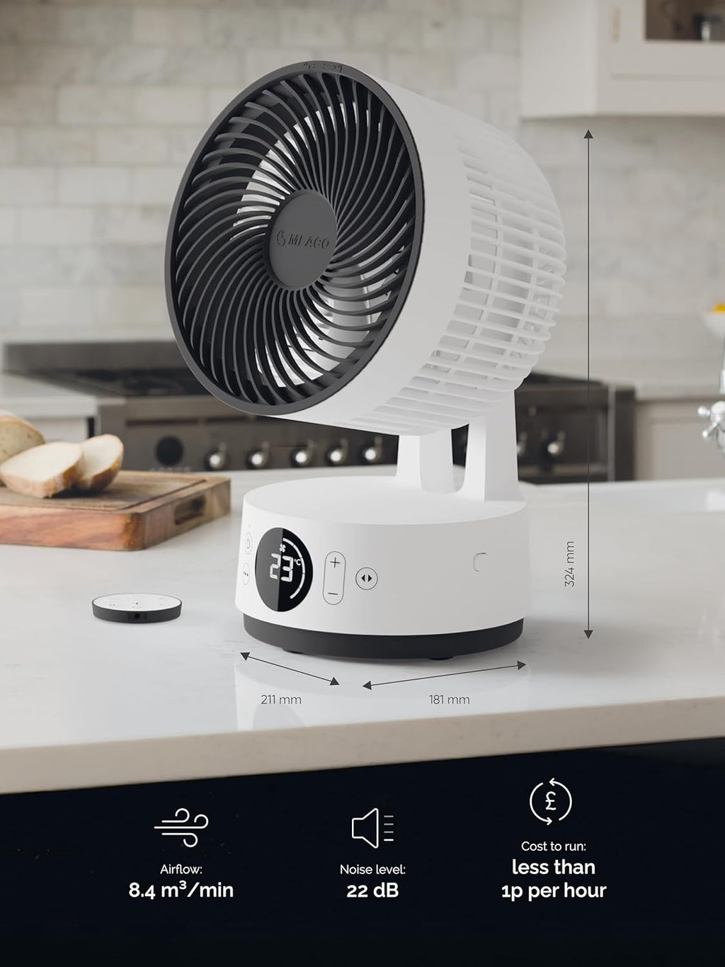 MeacoFan Sefte 6 inch Portable Battery Air Circulator, 12 Speeds, 22dB Ultra Quiet, Cordless, Oscillating Desk Fan, Rechargeable + Remote, 26h Runtime